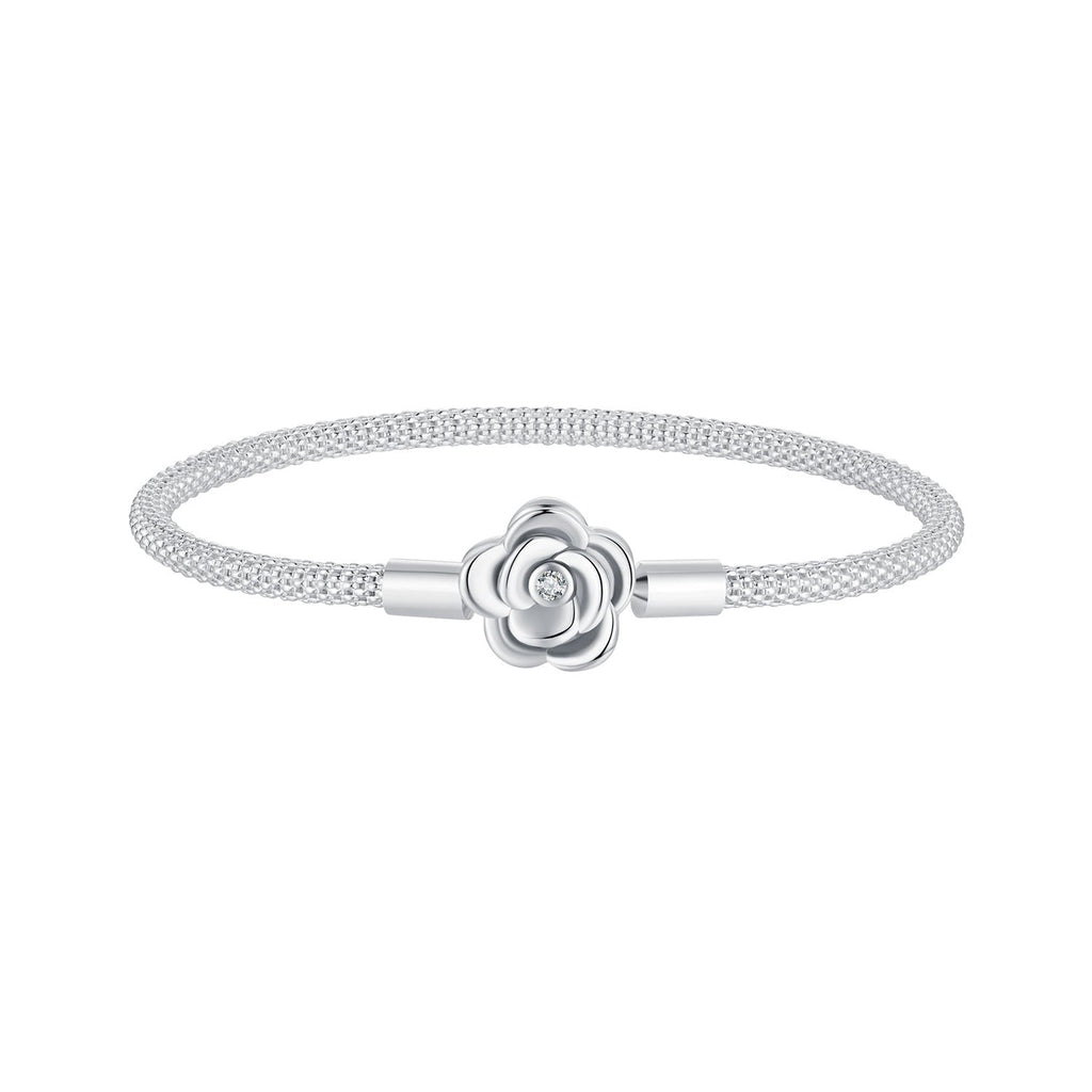 925 Sterling Silver Bracelet with Oxidized Finish and CZ 17.0 cm
