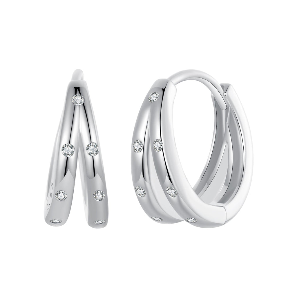 925 Sterling Silver Pavé Setting CZ Earrings for Women