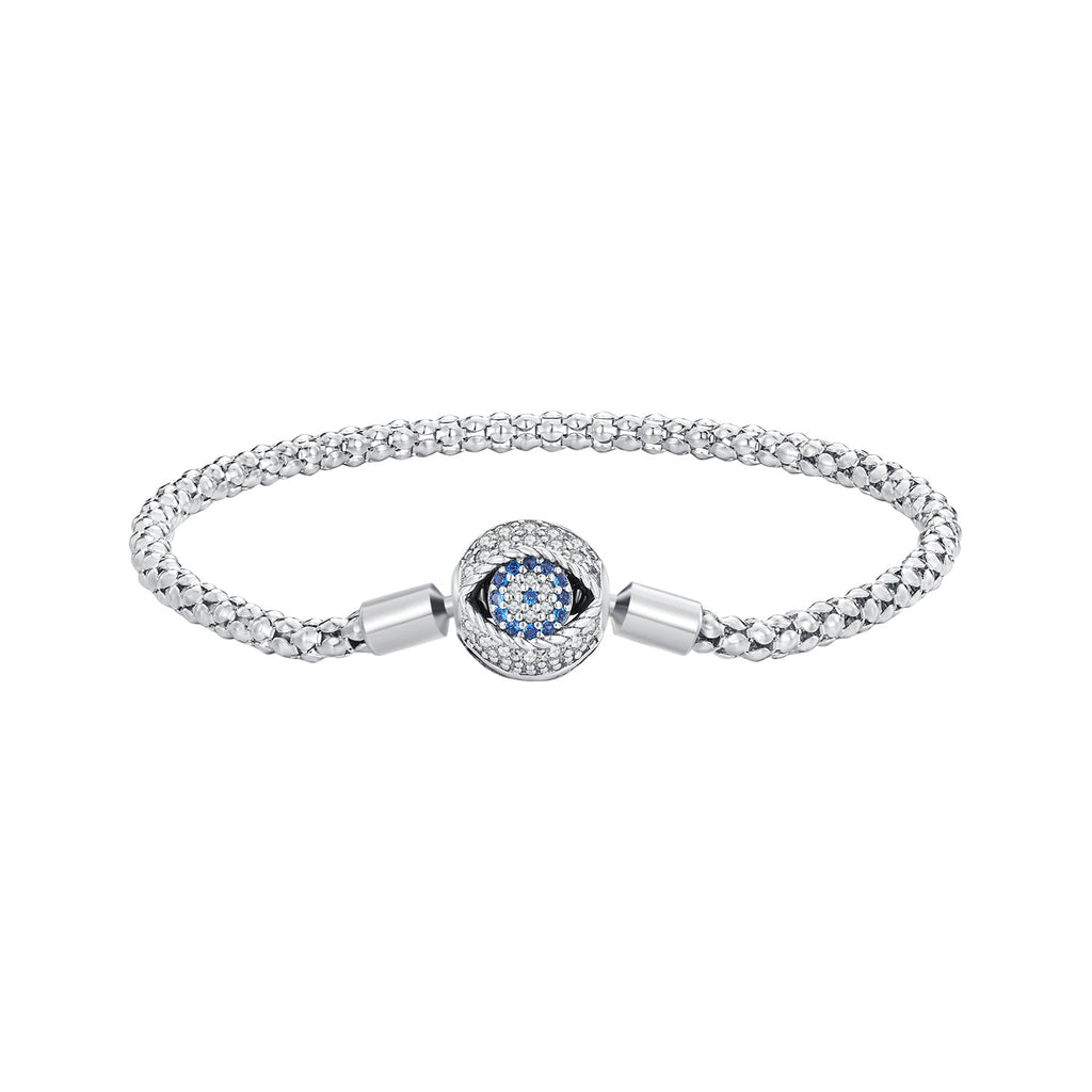 925 Sterling Silver Pavé Setting CZ 17.0 cm Oxidized Silver Bracelet for Women