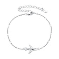 925 Sterling Silver White Gold Plated 16+5cm Bracelet with CZ Pendant for Women