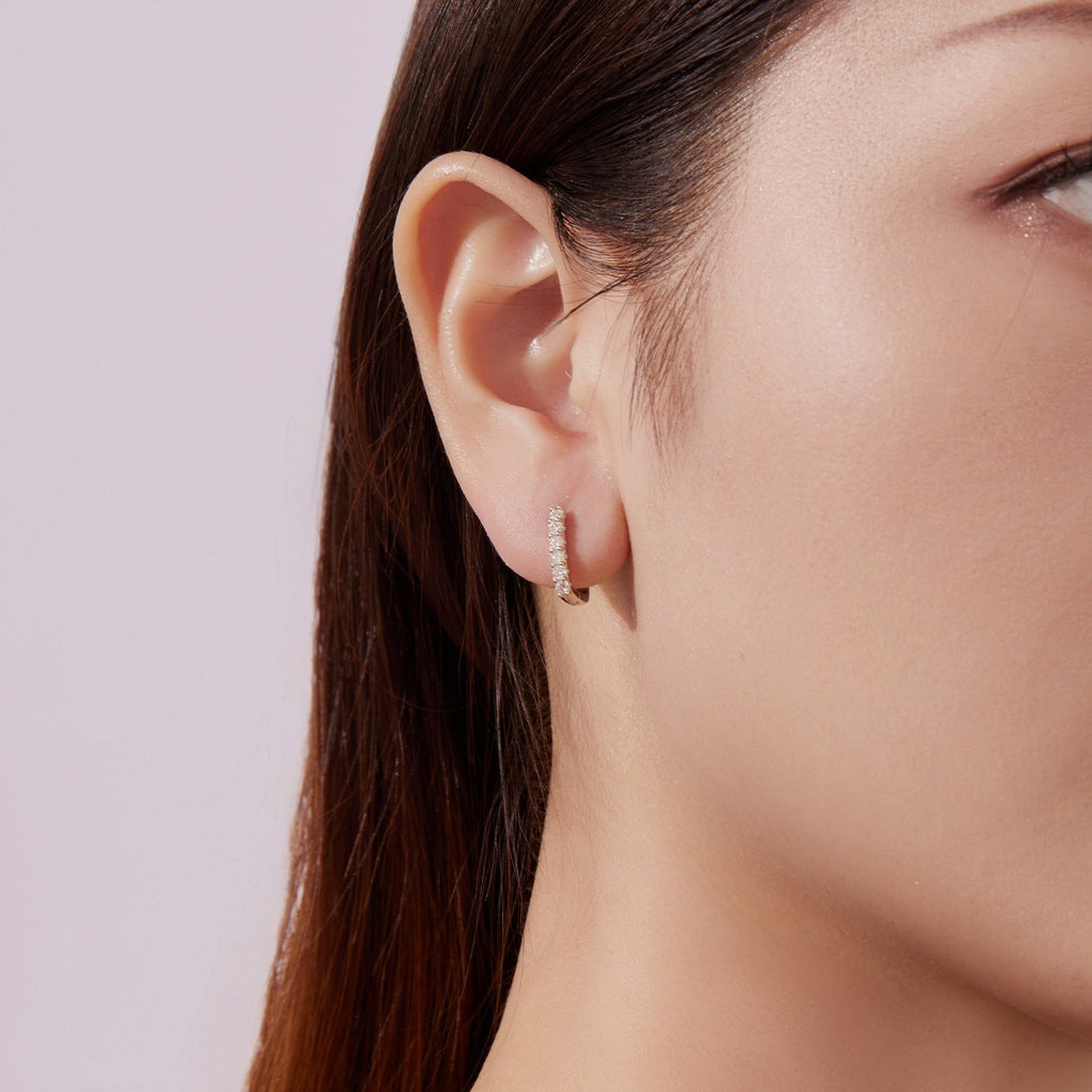 925 Sterling Silver Moissanite Earrings 1.4cm for Women