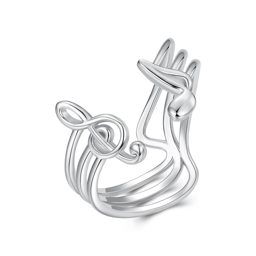925 Sterling Silver Plated White Gold Adjustable Ring for Women