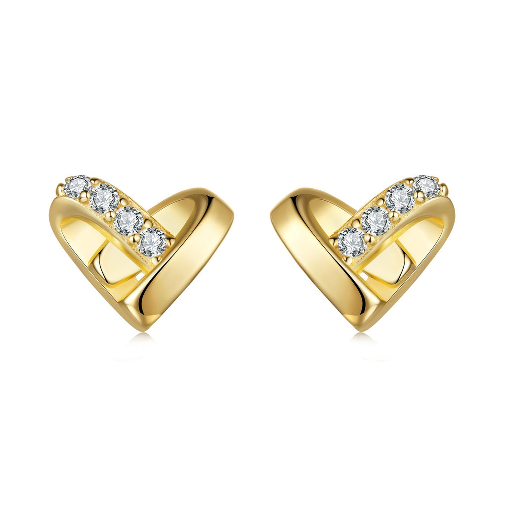 925 Sterling Silver Earrings with Pavé Setting CZ in Gold Plated