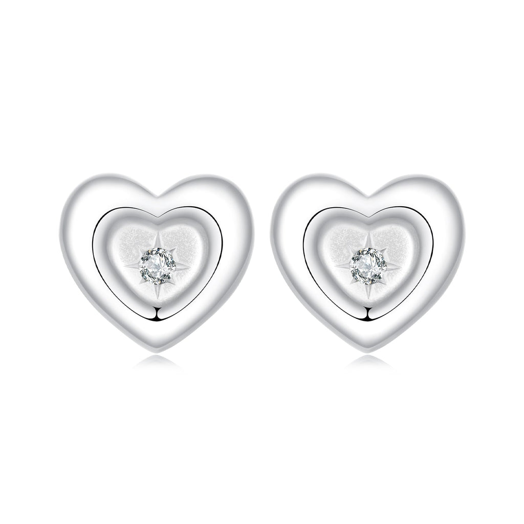 925 Sterling Silver White Gold Plated CZ Earrings