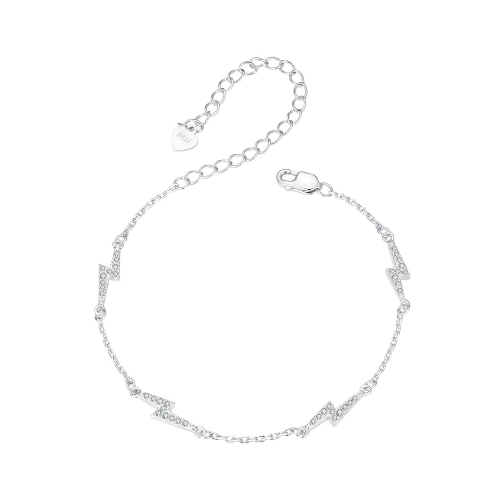 925 Sterling Silver Pave Setting CZ Bracelet with White Gold Plating