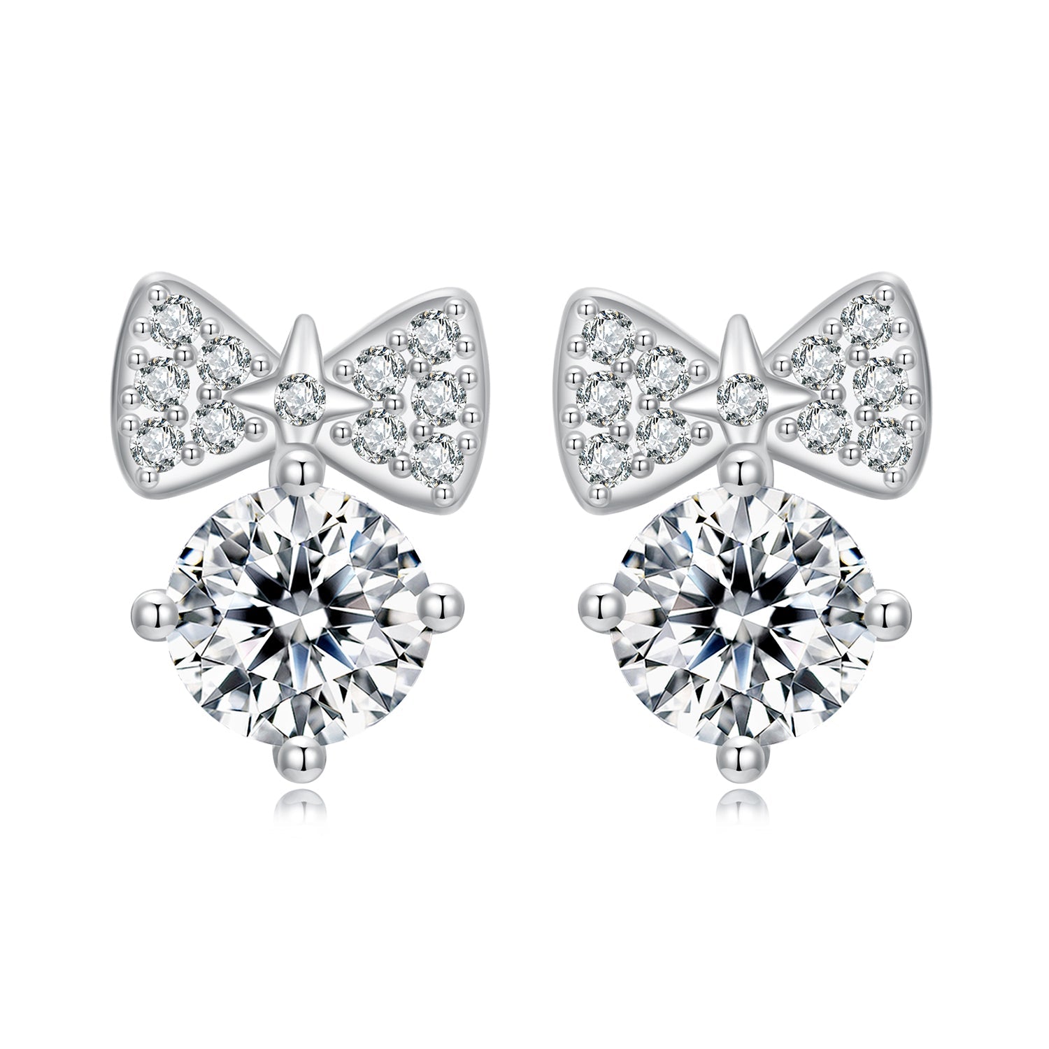 925 Sterling Silver Earrings with CZ and White Gold Plating for Women