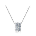 925 Sterling Silver & Moissanite Necklace, 40+5cm Length, White Gold Plated, Women's Jewelry