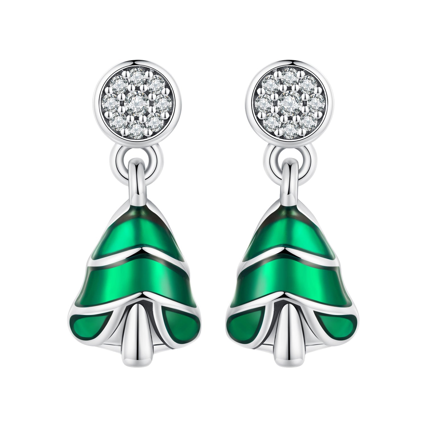 925 Sterling Silver Earrings with Enamel and Pavé Set CZ in Oxidized Silver