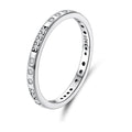 925 Sterling Silver Oxidized 0.18cm Wide Pavé Setting CZ Ring for Women - Size 6.0