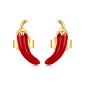 925 Sterling Silver Gold Plated Enamel Earrings for Women