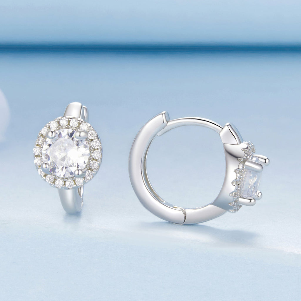 925 Sterling Silver White Gold Plated CZ Earrings for Women