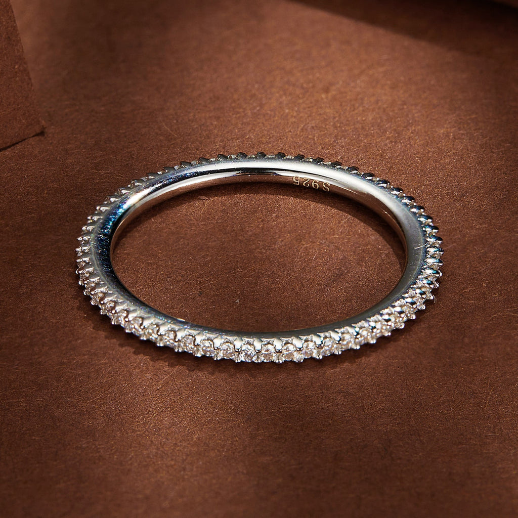 925 Sterling Silver Moissanite 0.005ct 1.4mm Ring Size 6 for Women