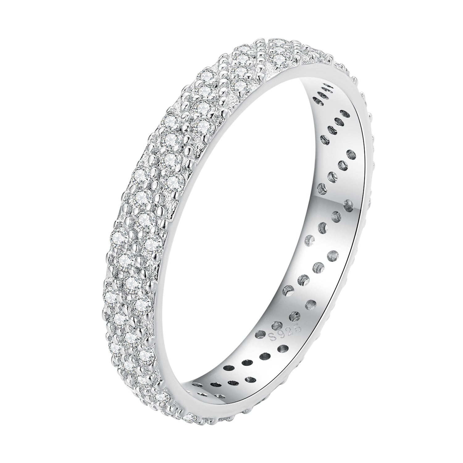 925 Sterling Silver Ring with Pavé Setting CZ for Women Size 6.0