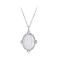 925 Sterling Silver Necklace with White Gold Plating, 40+5cm Length, CZ & Mother of Pearl Pendant for Women