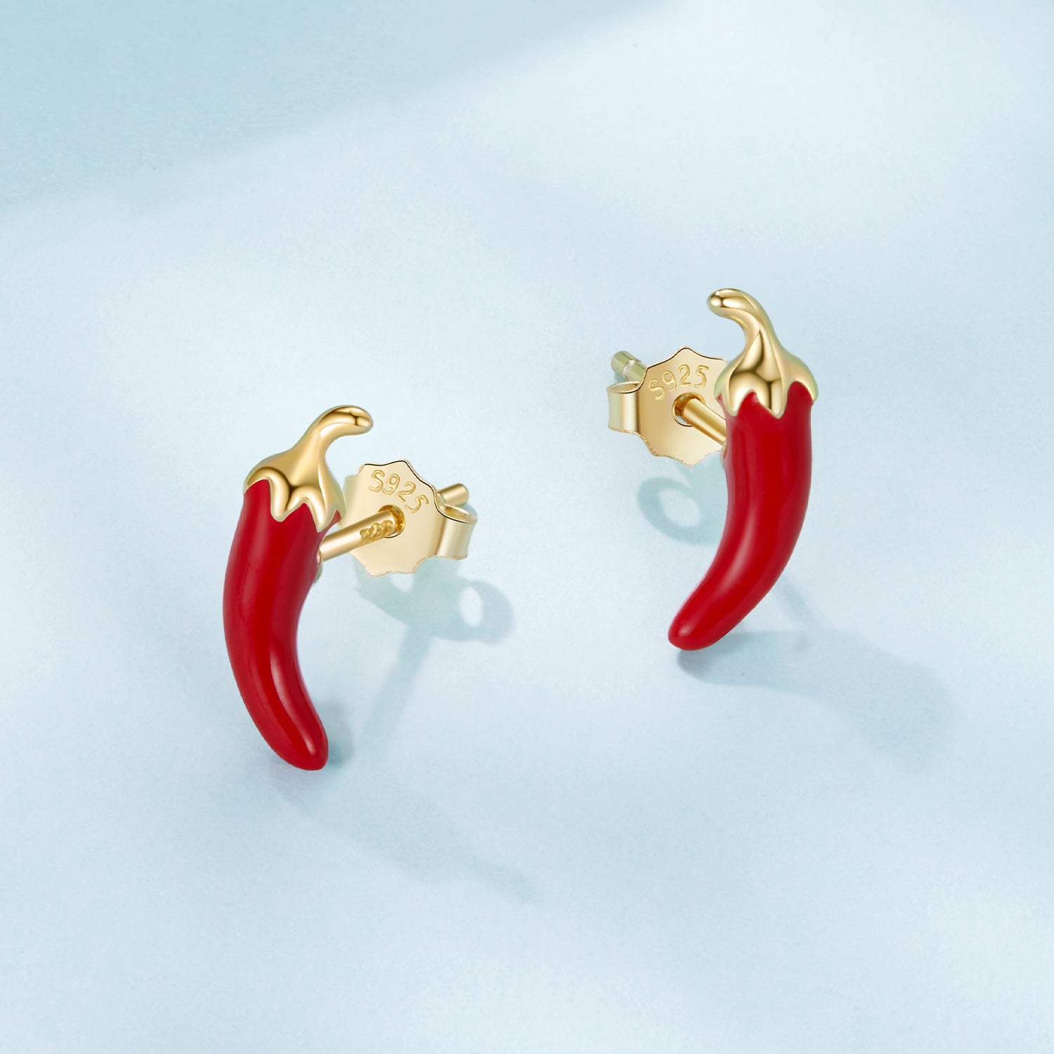 925 Sterling Silver Gold Plated Enamel Earrings for Women