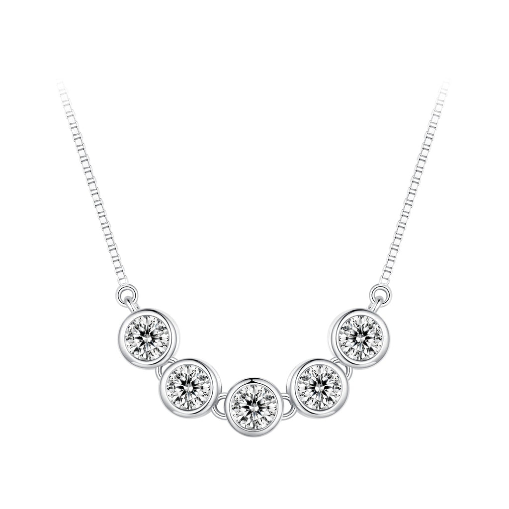 925 Sterling Silver 4mm Moissanite Plated Platinum Necklace for Women