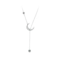 925 Sterling Silver Pavé Setting CZ Moon Necklace for Women