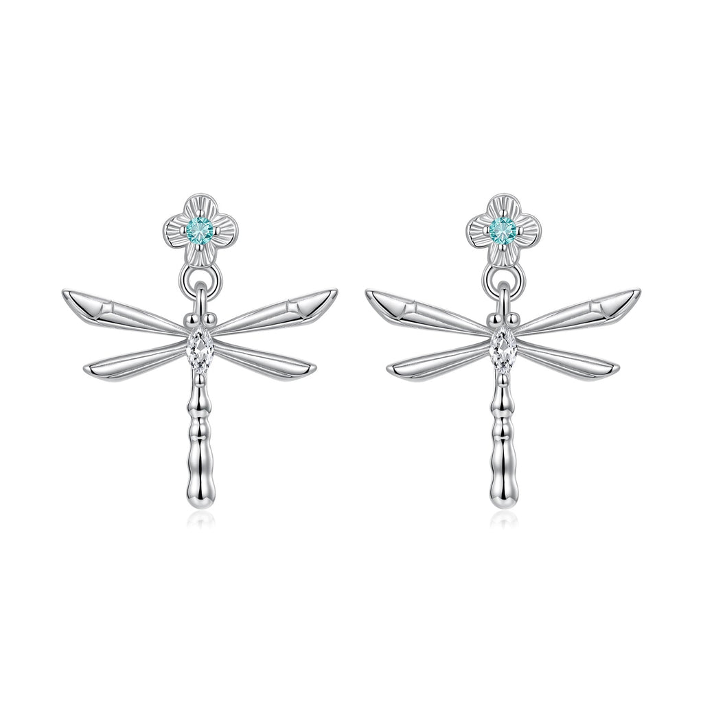 925 Sterling Silver Earrings with Pavé Setting CZ and Transparent Glass