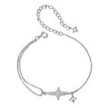 925 Sterling Silver & White Gold Plated Pave Setting CZ Bracelet 15+6cm