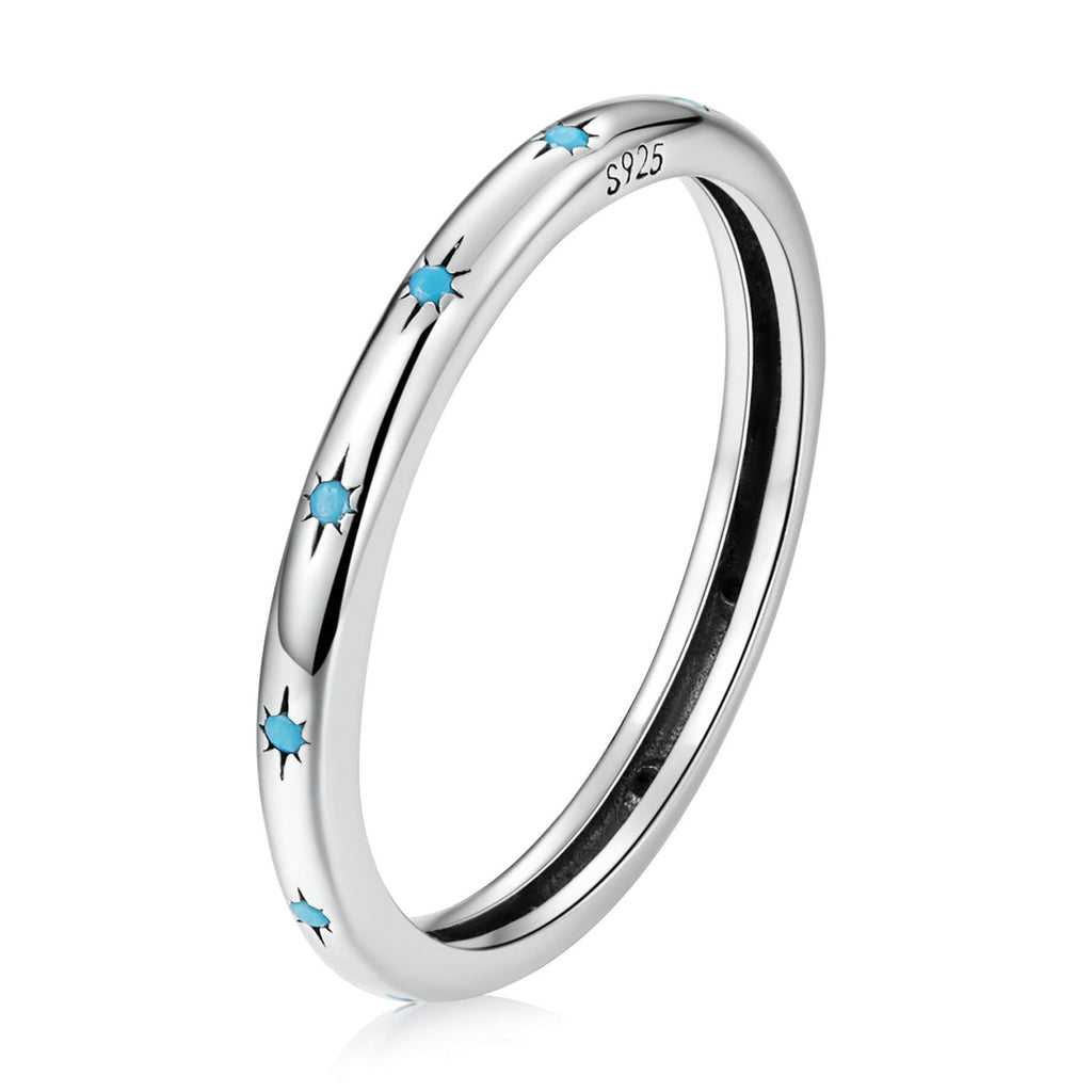 925 Sterling Silver Turquoise Oxidized Silver Ring Size 6 for Women