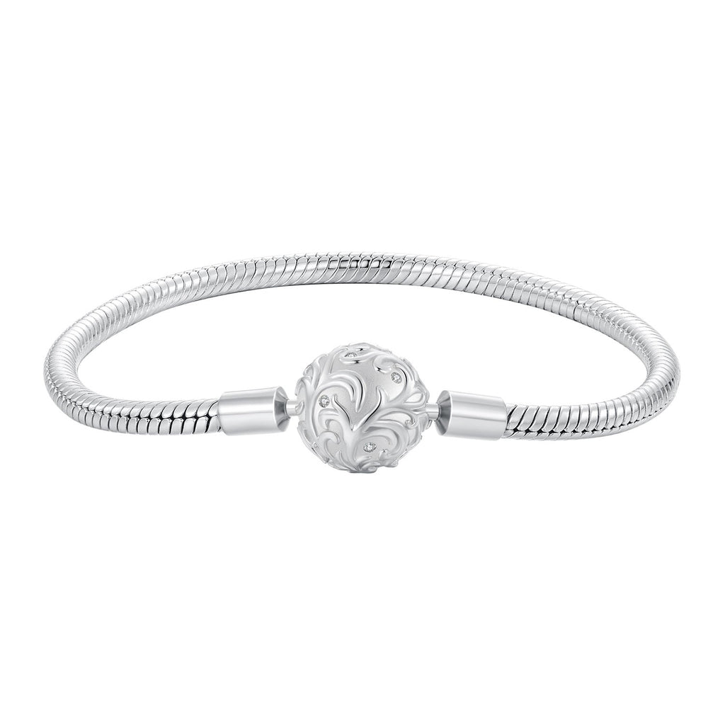 925 Sterling Silver White Gold Plated 17cm CZ Pavé Bracelet for Women