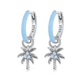 925 Sterling Silver Earrings with Nano Opal Stone and Enamel, Oxidized Finish