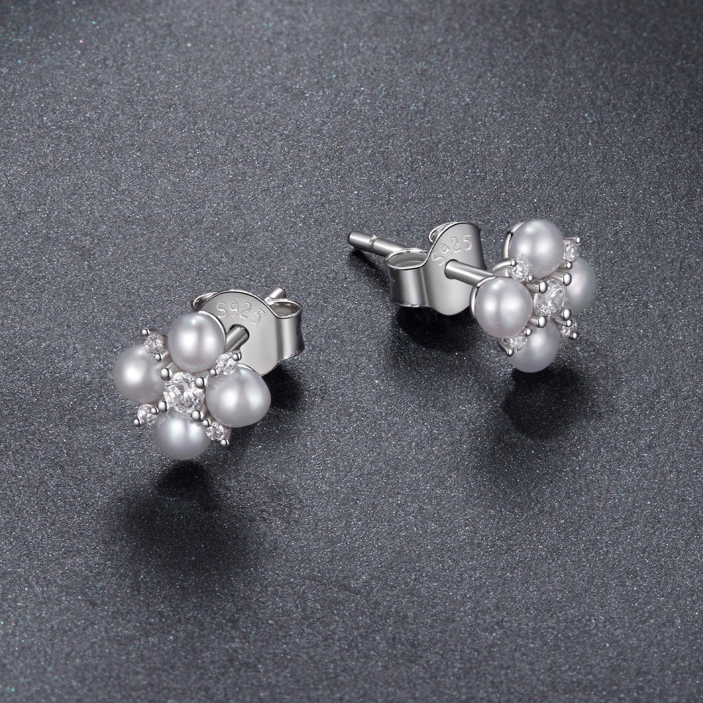 925 Sterling Silver 0.05ct Moissanite & Freshwater Pearl Earrings for Women