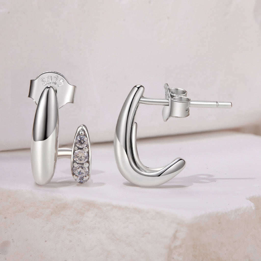 925 Sterling Silver Earrings with Pavé Setting CZ