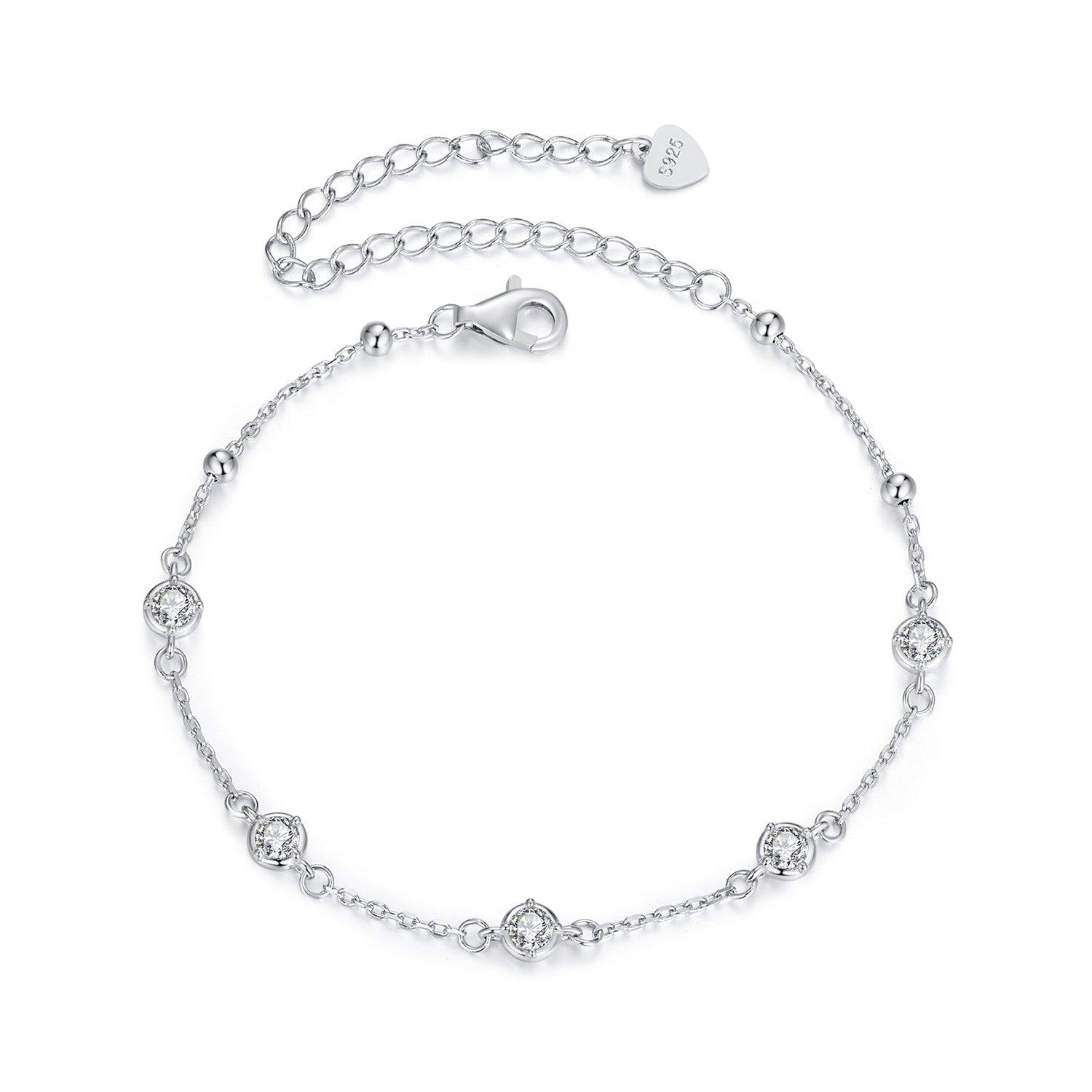 925 Sterling Silver 3mm Moissanite Bracelet for Women