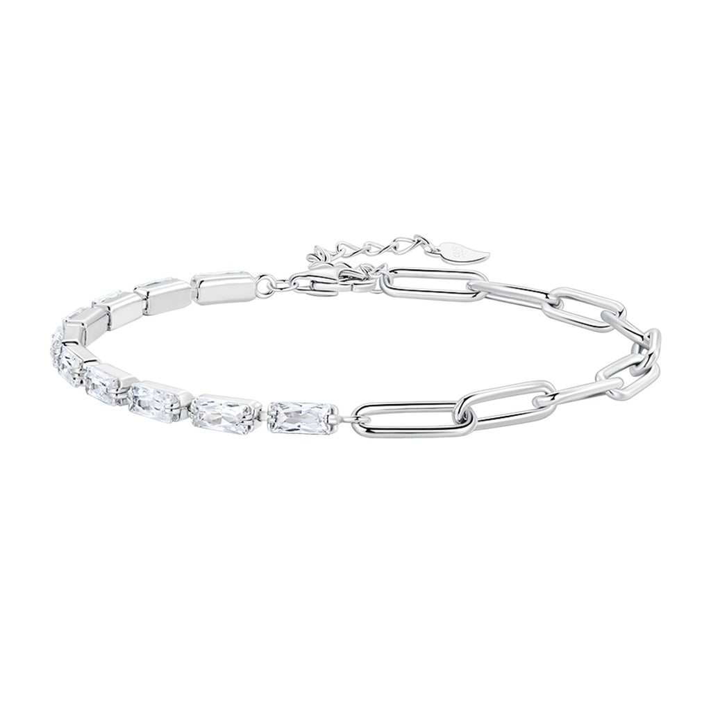 925 Sterling Silver Pavé Setting CZ Bracelet with Platinum Plating, Adjustable 14.5+3cm, for Women