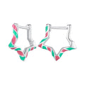925 Sterling Silver Enamel Plated Platinum Earrings for Women