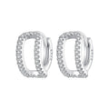 925 Sterling Silver Earrings with White Gold Plating and Pavé Setting CZ for Women