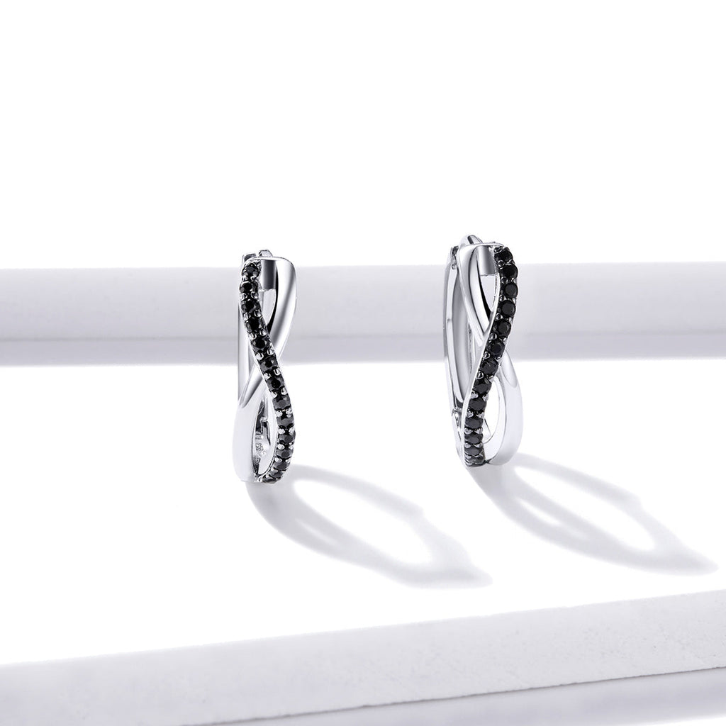925 Sterling Silver Earrings 1.3*0.4cm with Pavé Setting CZ for Women