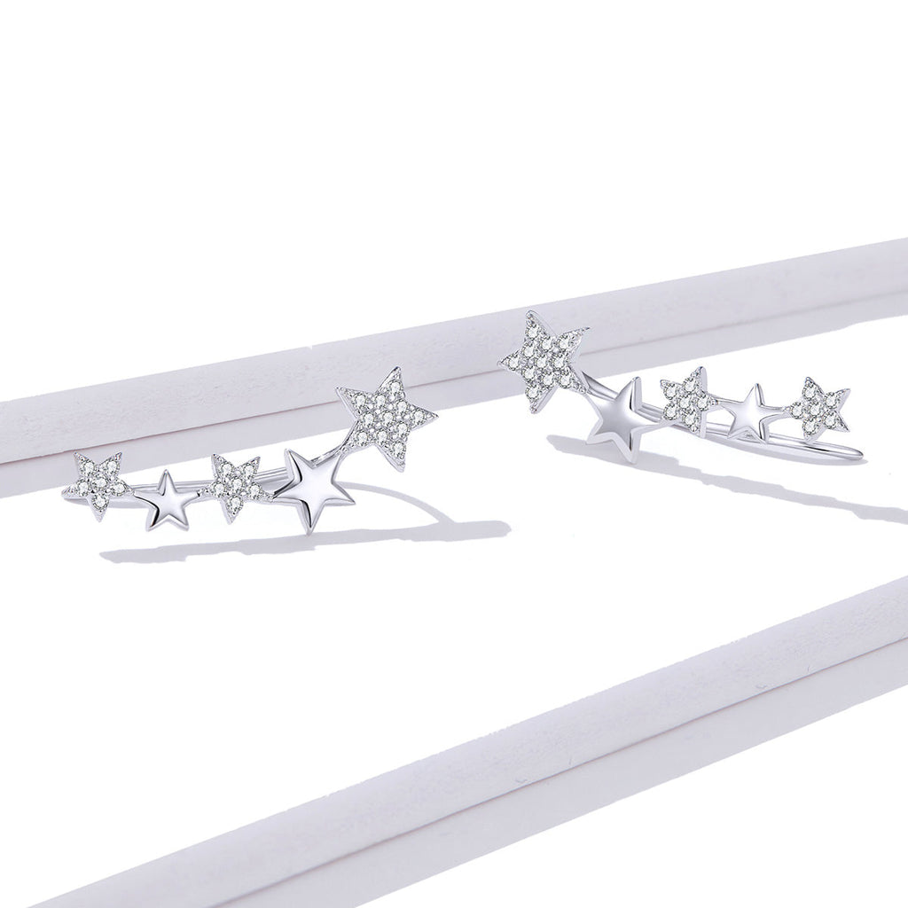 925 Sterling Silver Earrings with Plated Platinum and Pavé Setting CZ