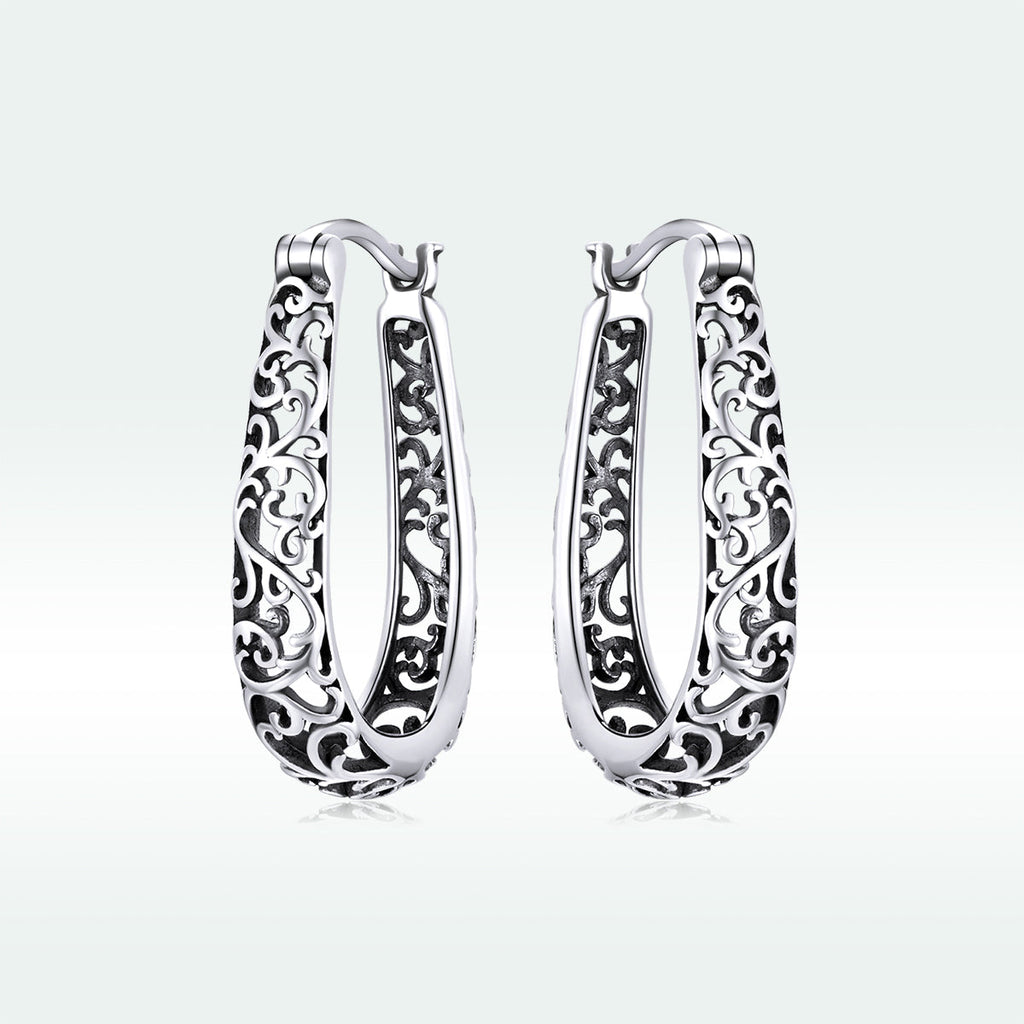 925 Sterling Silver Earrings 2.3*0.4cm Oxidized Silver for Women