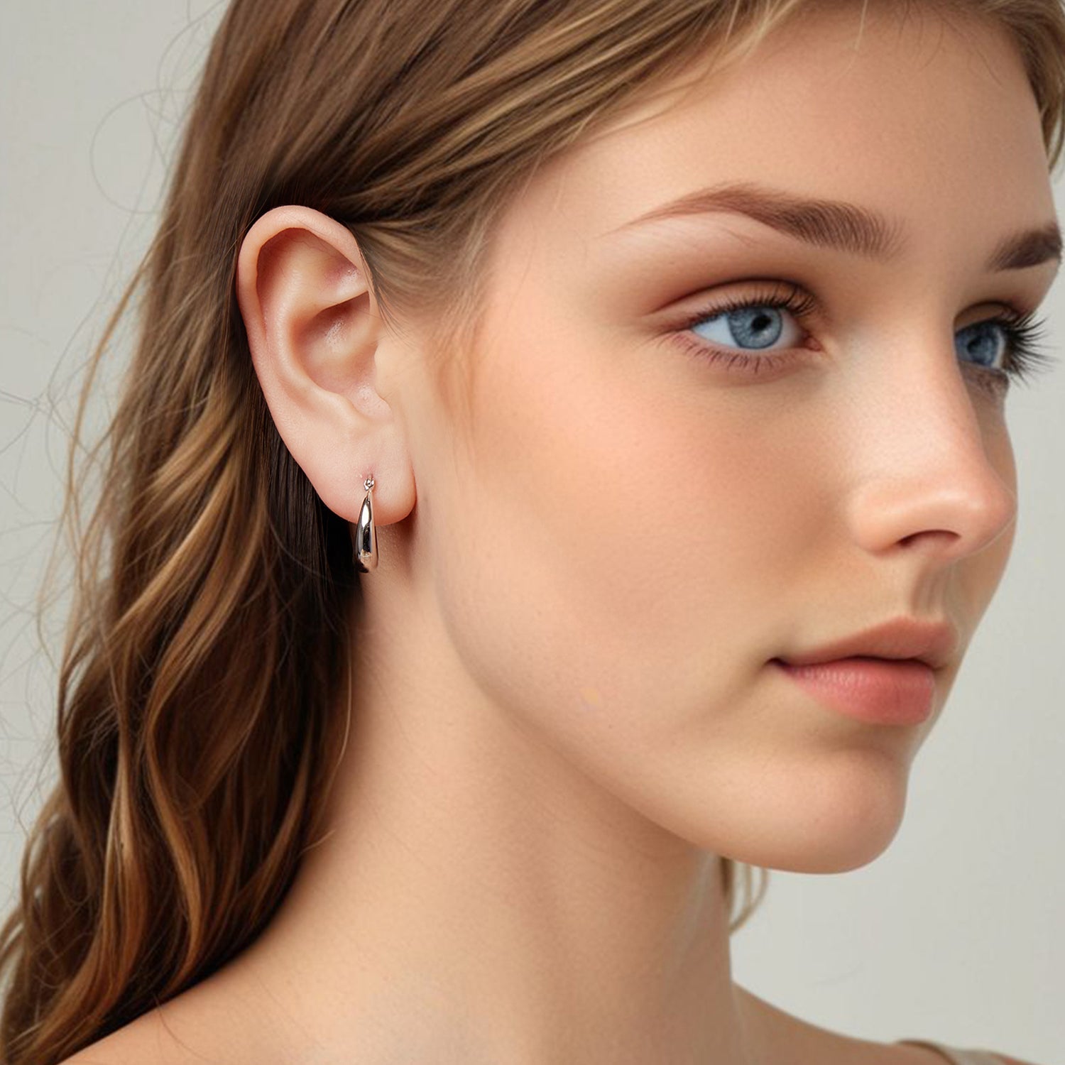 925 Sterling Silver White Gold Plated Earrings 3.0*0.7cm for Women