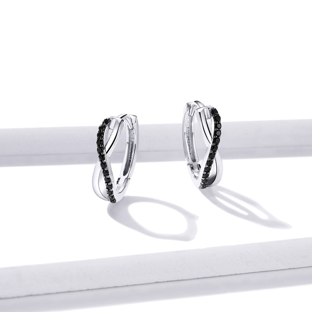 925 Sterling Silver Earrings 1.3*0.4cm with Pavé Setting CZ for Women