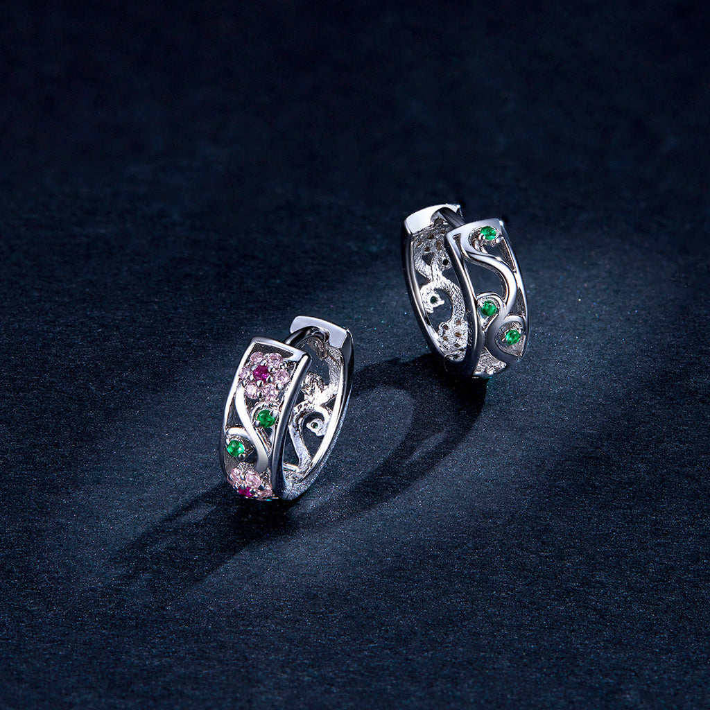 925 Sterling Silver Earrings with Pavé Setting CZ, 1.2*0.5cm, for Women