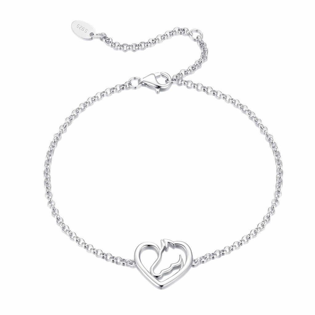925 Sterling Silver Plated White Gold Bracelet 21cm for Women