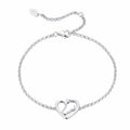 925 Sterling Silver Plated White Gold Bracelet 21cm for Women