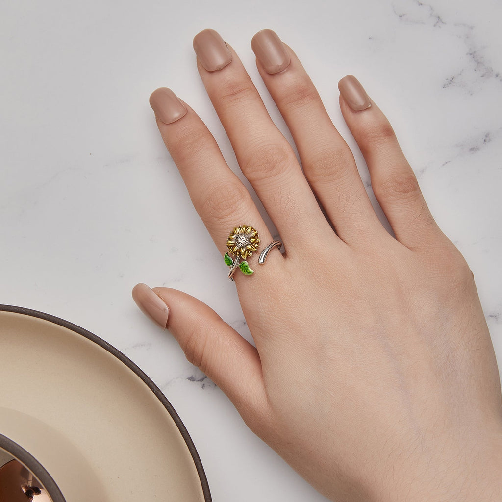 925 Sterling Silver Enamel Pavé Setting CZ Oxidized Silver Ring