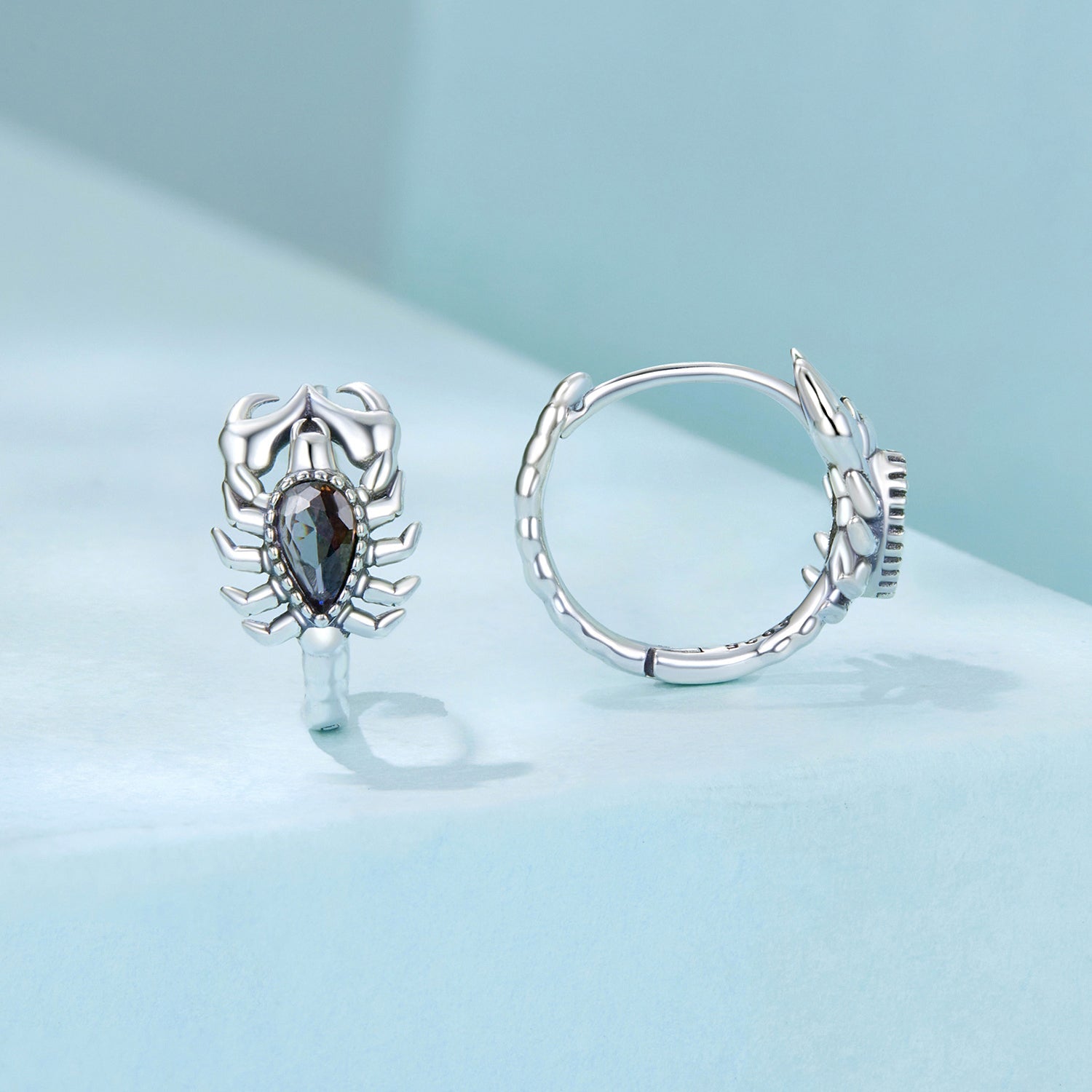 925 Sterling Silver Earrings with Transparent Glass - 13*8mm for Women