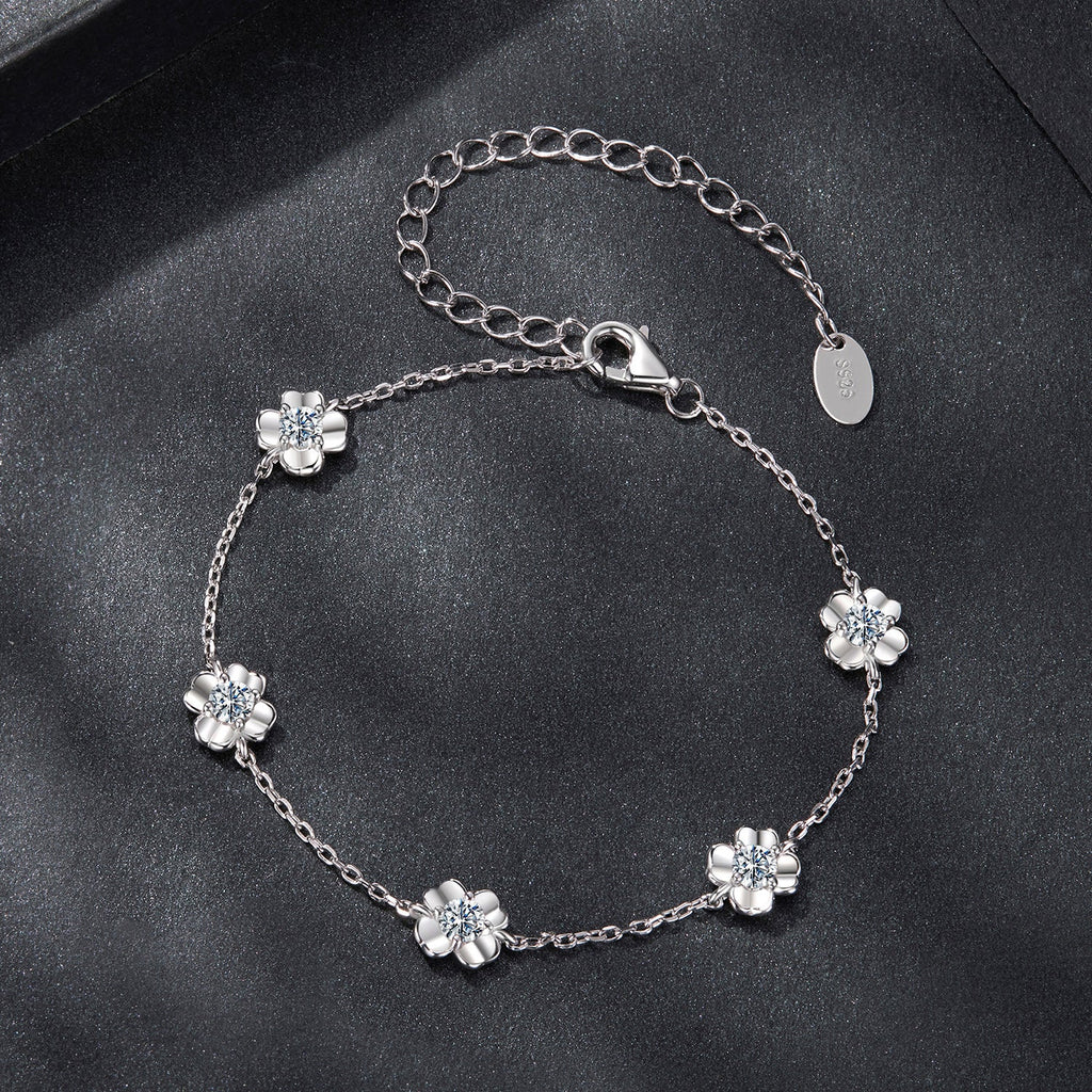 925 Sterling Silver 0.1 Carat Moissanite Bracelet for Women