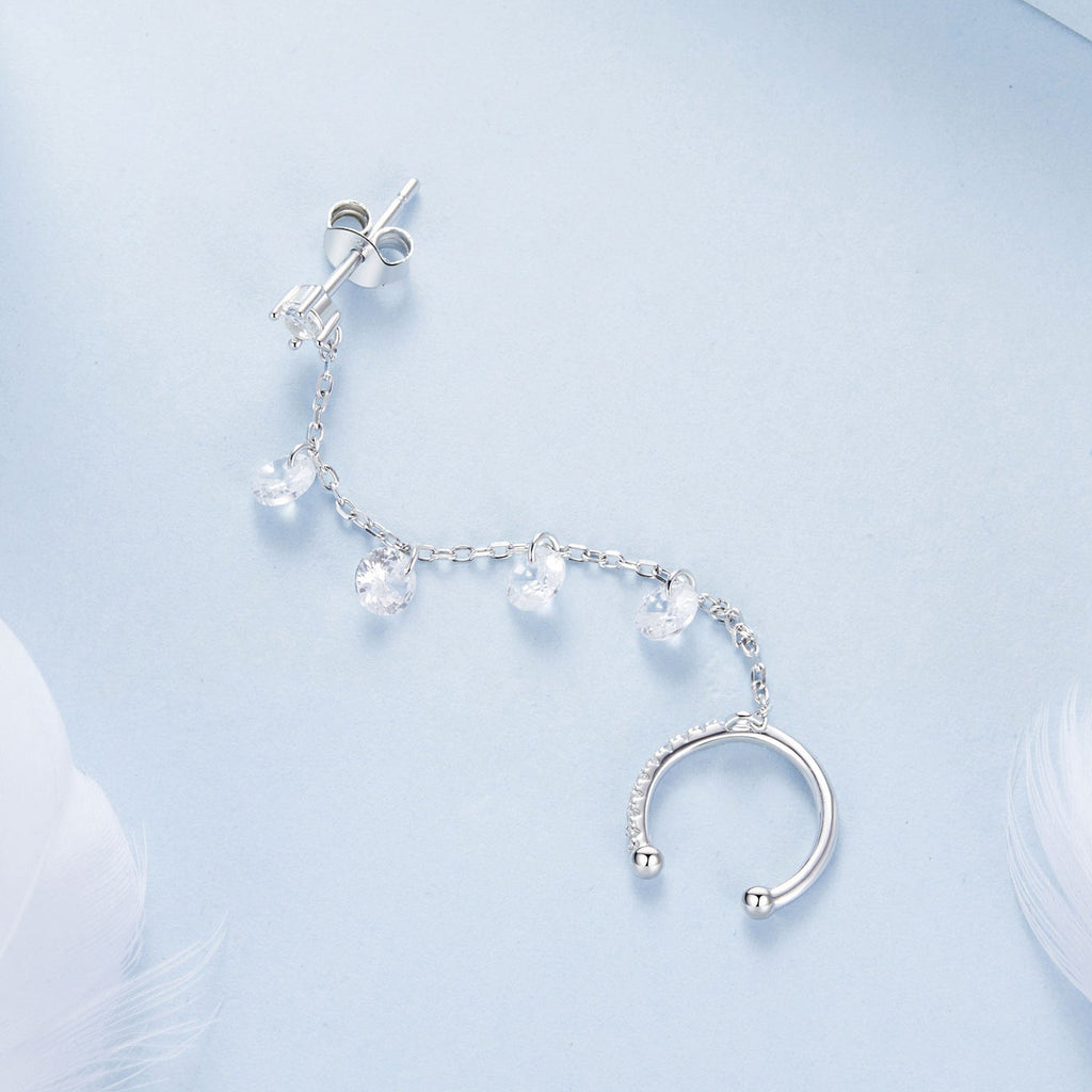 925 Sterling Silver Earrings with Pave Setting CZ - White Gold Plated for Women