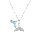 925 Sterling Silver Necklace with CZ & Enamel - 40+5cm Length, Fishtail Design for Women