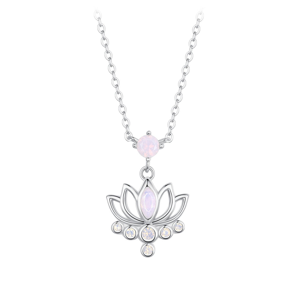 925 Sterling Silver Opal Nanometer Stone Necklace for Women