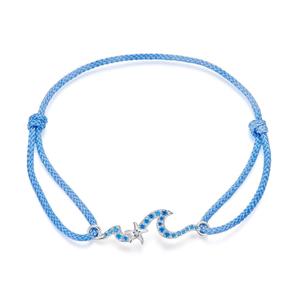 925 Sterling Silver Adjustable White Gold Bracelet with CZ Pendants for Women