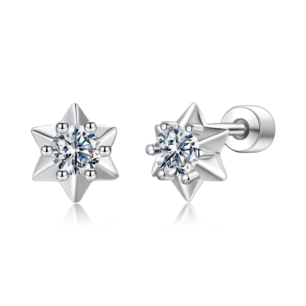 925 Sterling Silver Moissanite 0.10 Carat Earrings for Women