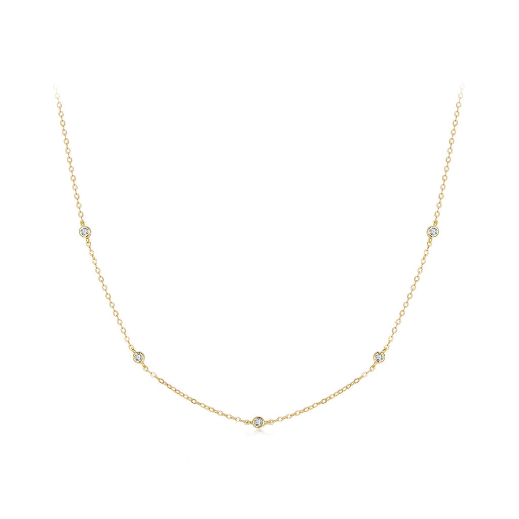 925 Sterling Silver White Gold Plated Adjustable Moissanite Necklace for Women