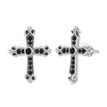 925 Sterling Silver Earrings with Pavé Setting CZ in Oxidized Silver, 15x12mm for Women
